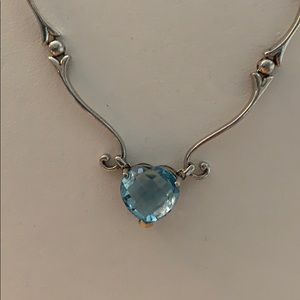 Silver Necklace with Fantasy Cut Blue Stone